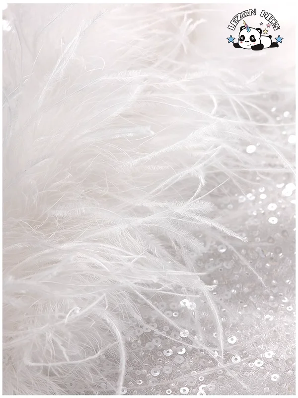 LEZONKIDS - Good Quality  Children White Flower Dress Girl Birthday Party Evening Skirt Sequin Girls Dress